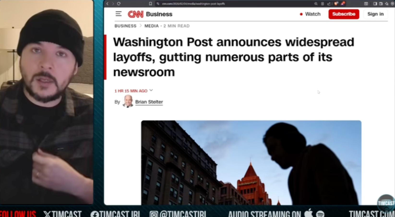 Tim Pool on mass layoffs at The Washington Post: "Let's talk about the death of this industry. And, is it good? Is it bad? Well, you know, I think it's kind of a good thing."