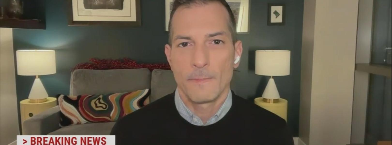 still of Angelo Carusone; chryon: NYT: Rupert Murdoch fails in bid to change family trust