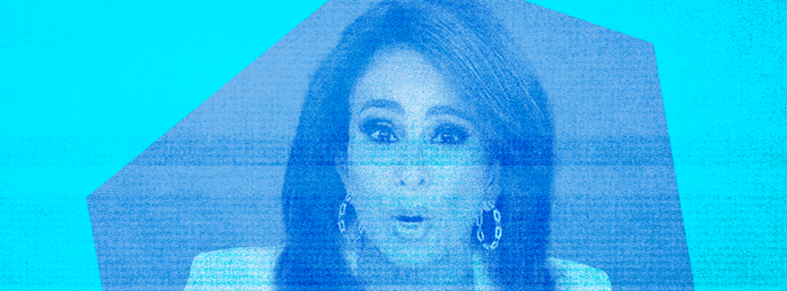 Jeanine Pirro on a blue background 