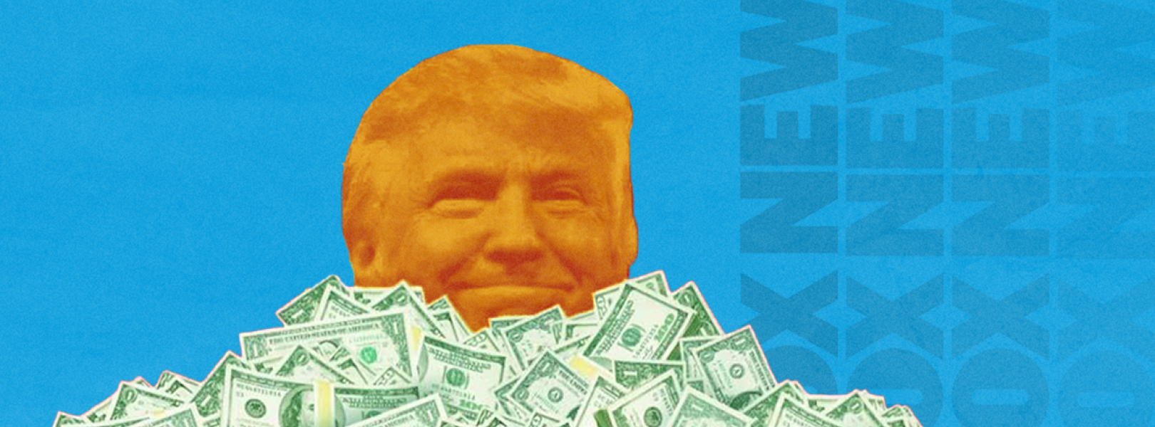 Trump in a pile of cash