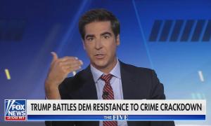 still of Watters; chyron: Trump battles Dem resistance to crime crackdown