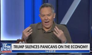 still of Gutfeld; chyron: Trump silences panicans on the economy