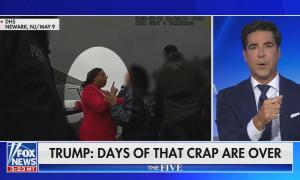 still of Watters; chyron: Trump: Days of that crap are over