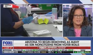 Elizabeth MacDonald on Fox Business with a chyron alleging noncitizen voters in Arizona