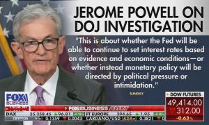 Fox Business displaying Powell's statement