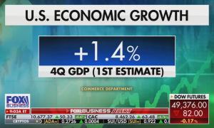 A Fox Business graphic showing the Q4 GDP growth of 1.4%