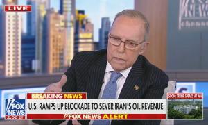 still of Kudlow; chyron: U.S. ramps up blockade to sever Iran's oil revenue