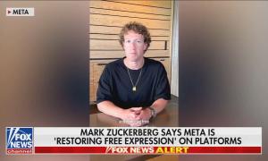 Fox News showing Zuckerberg video on 1/7/25