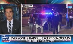 Jesse Watters Primetime with the chyron "Everyone's happy... except Democrats"