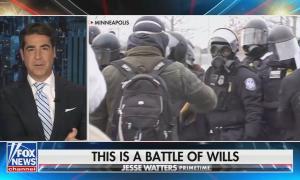 still of Watters; chyron: This is a battle of wills