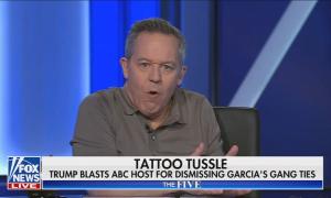 still of Greg; chyron: Tattoo tussle / Trump blasts ABC host for dismissing Garcia's gang ties