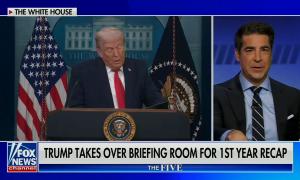 still of Watters; chryon: "You'll find out" Trump on how far he's willing to go to get Greenland