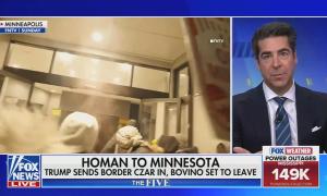still of Watters; chyron: Homan to Minnesota; Trump sends border czar in, Bovino set to leave
