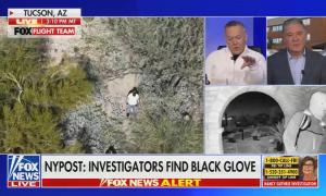 still of Gutfeld, Mauro; chyron: NYPost: Investigators find black glove