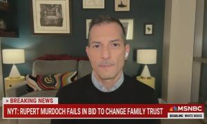 still of Angelo Carusone; chryon: NYT: Rupert Murdoch fails in bid to change family trust