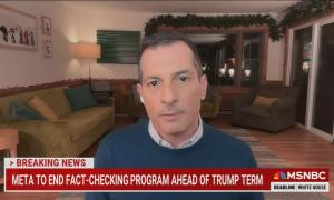 still of Carusone; chyron: Meta to end fact-checking program ahead of trump term
