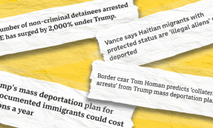 Selection of article headlines from the article over a yellow background