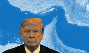 Trump in front of the Strait of Hormuz