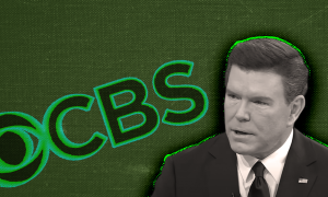 Bret Baier with the CBS logo