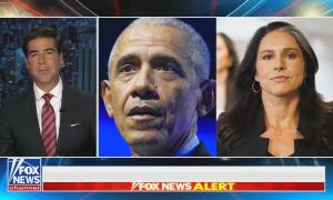 Fox News screenshot of Jesse Watters, Tulsi Gabbard, and Barack Obama