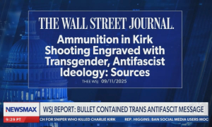 Newsmax screenshot with The Wall Street Journal's reporting on the bullet casings