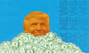 Trump in a pile of cash