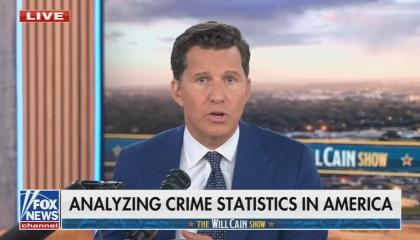 still of Cain; chyron: Analyzing crime statistics in America