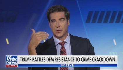 still of Watters; chyron: Trump battles Dem resistance to crime crackdown