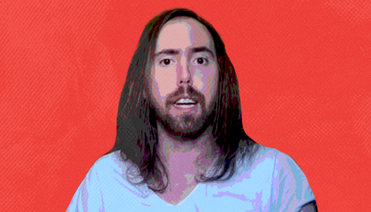 Asmongold with red background