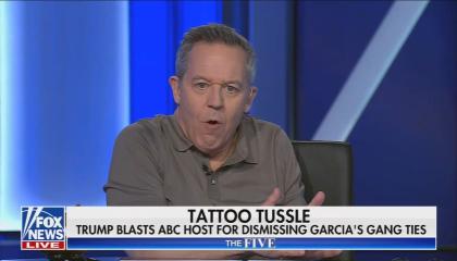 still of Greg; chyron: Tattoo tussle / Trump blasts ABC host for dismissing Garcia's gang ties