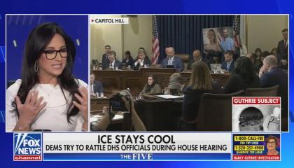 still of Compagno; chyron: ICE stays cool / Dems try to rattle DHS officials during House hearing