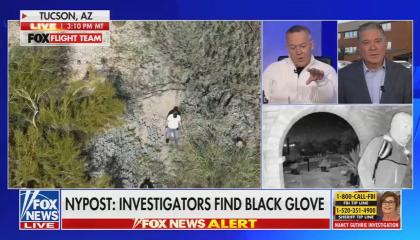 still of Gutfeld, Mauro; chyron: NYPost: Investigators find black glove