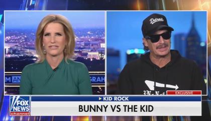 still of Ingraham, Kid Rock; chyron: Bunny vs the Kid