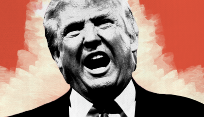 Donald Trump with red background