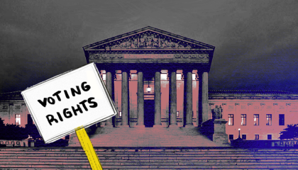 voting rights sign in front of SCOTUS