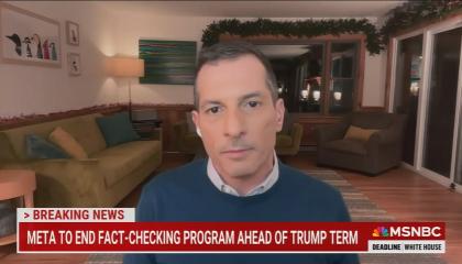 still of Carusone; chyron: Meta to end fact-checking program ahead of trump term