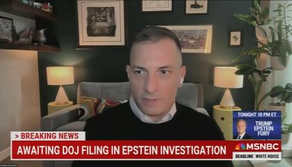 still of Carusone; chyron: Awaiting DOJ filing in Epstein investigation