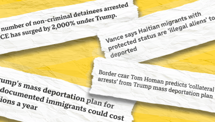 Selection of article headlines from the article over a yellow background