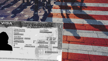 A visa over an American flag