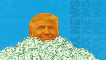 Trump in a pile of cash