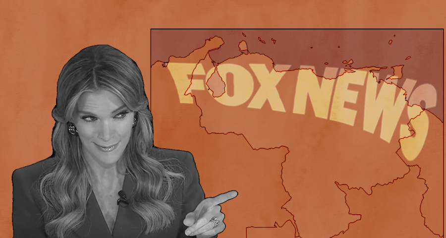 Megyn Kelly and Fox News logo with outline of Venezuela