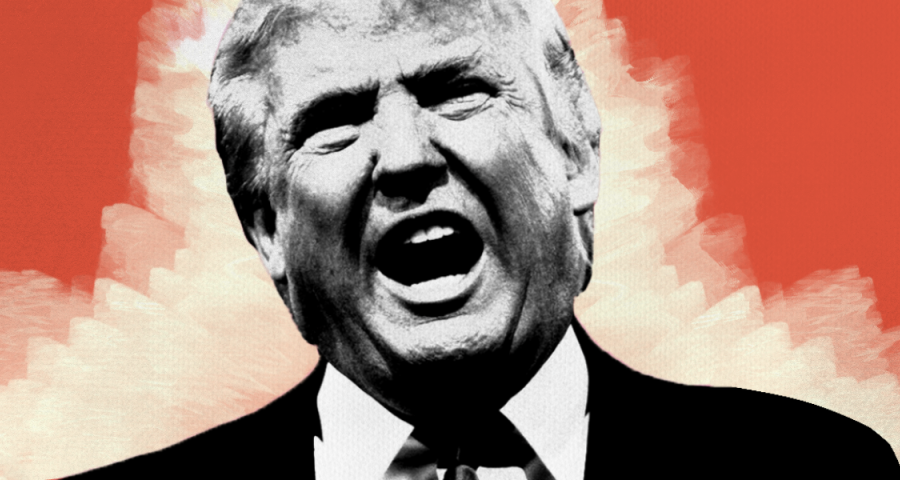 Donald Trump with red background