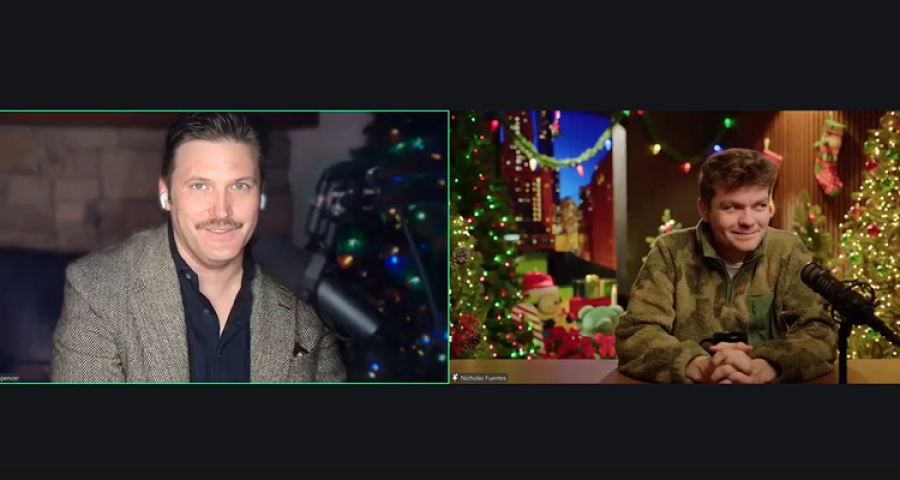 Screenshot of Fuentes and Richard Spencer over Zoom