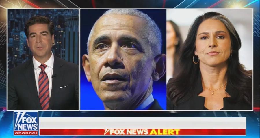 Fox News screenshot of Jesse Watters, Tulsi Gabbard, and Barack Obama