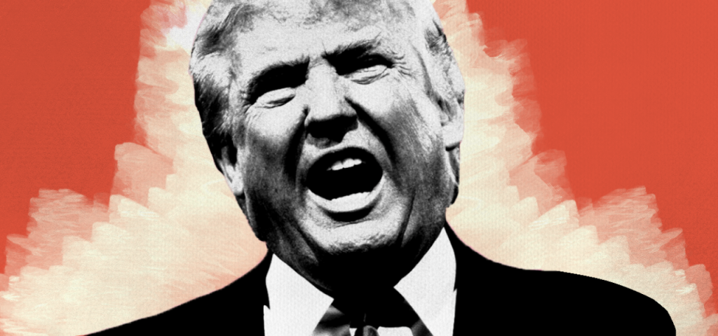 Donald Trump with red background