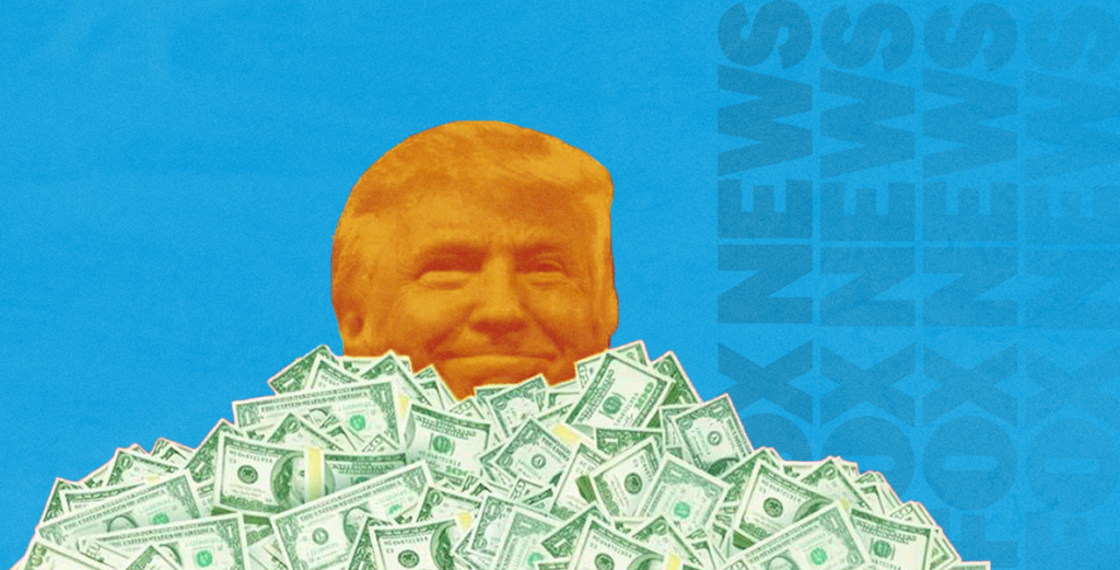 Trump in a pile of cash